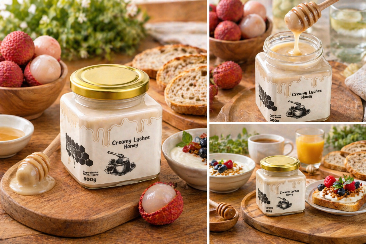 Creamy Lychee Honey | マダガスカル産 ライチはちみつ 300g｜非加熱・無添加・単一花蜜｜クリーミー食感・コーヒーにも合うハチミツ
